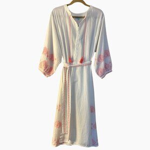 Melissa Odabash NWT White & Pink Audrey Open Caftan, One SZ